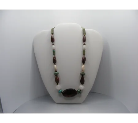 Howle, Rose Quartz, River stone and Agate necklace