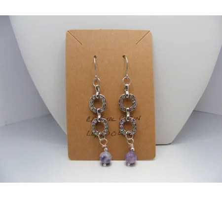 Crystal and Purple Lepidolite earrings
