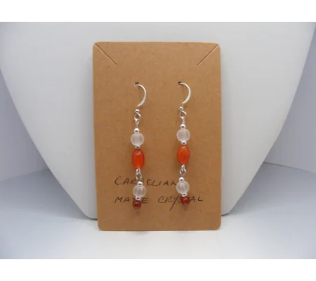 Carnelian and Matte Crystal earrings