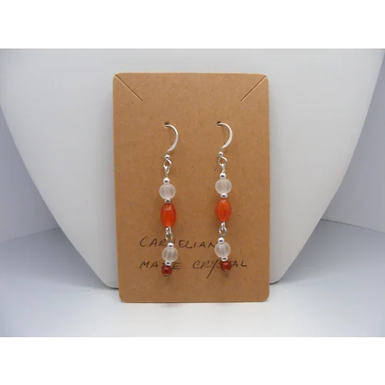 Carnelian and Matte Crystal earrings