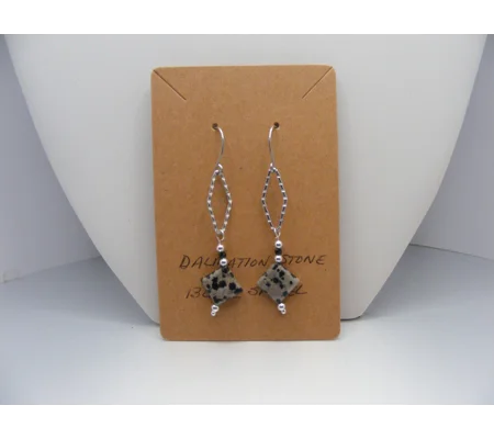 Dalmation Stone and Black Spinel earrings