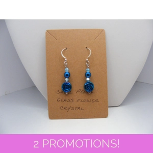 Shell Pearl and Glass Flower earrings