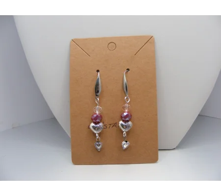 Crystal and Double Heart earrings