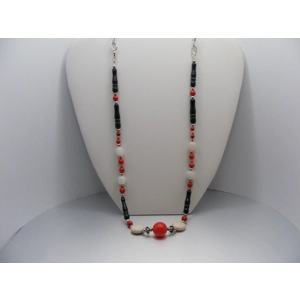 Agate, Coral, Onyx and River Stone Necklace