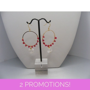 Red Aventurine and Crystal earrings