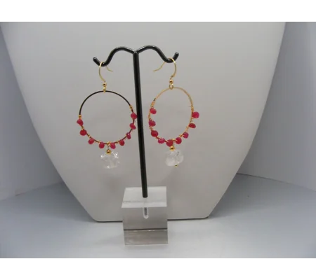 Red Aventurine and Crystal earrings