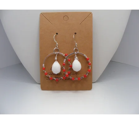 Coral and White Agate earrings