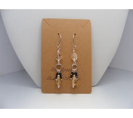Citrine and Black Spinel earrings