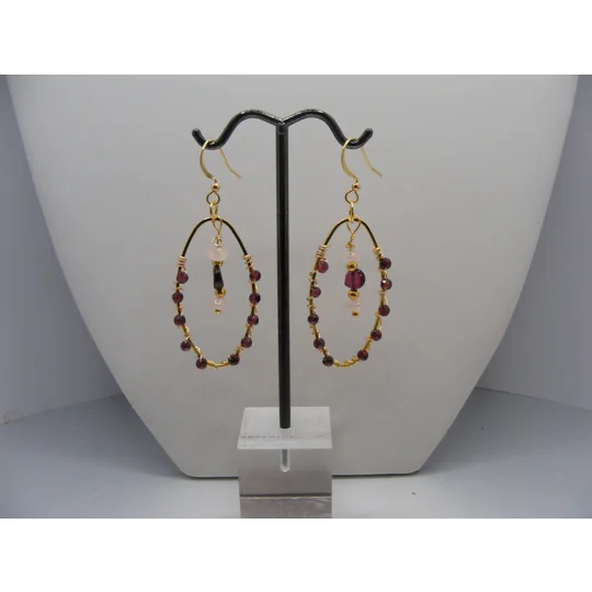 Garnet and Rose Quartz earrings