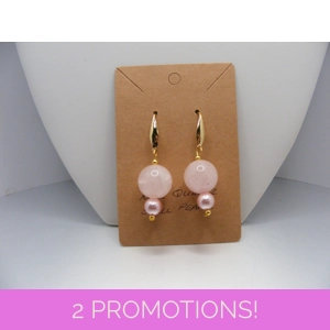 Rose Quartz and Shell Pearl earrings