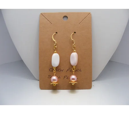 Conch Pearl and Shell Pearl earrings