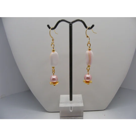 Conch Pearl and Shell Pearl earrings