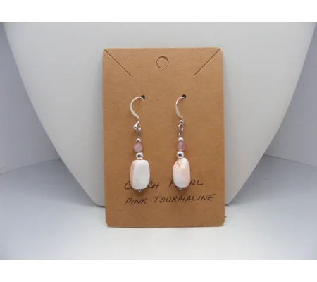 Conch Peals and Pink Tourmaline earrings