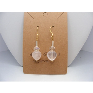 Rose Quartz Hearts with Crystal earrings