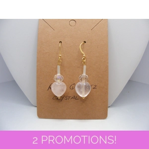 Rose Quartz Hearts with Crystal earrings