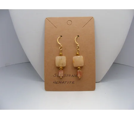 Sunstone and Hematite earrings