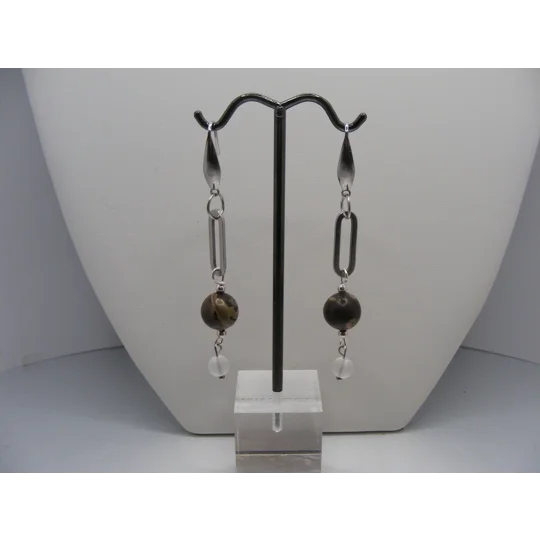 Black Plum Jasper and Crystal earrings