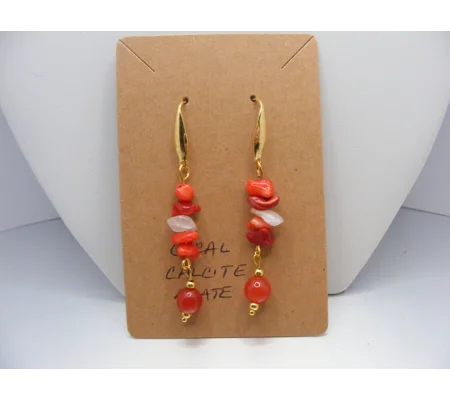 Coral and Calcite earrings