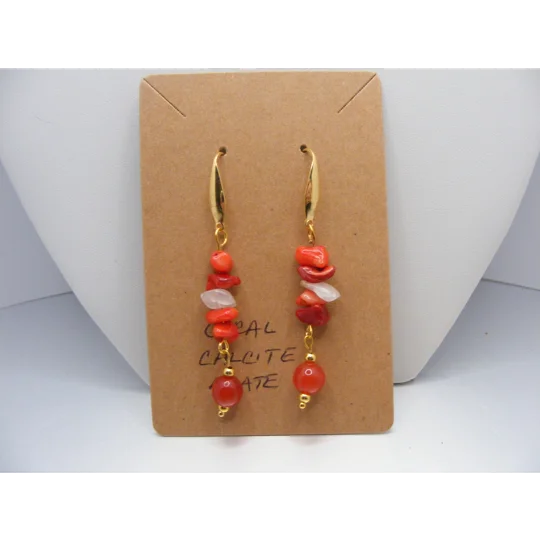 Coral and Calcite earrings