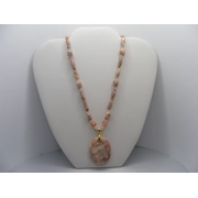 Red Vien Marble and Rose Quartz necklace