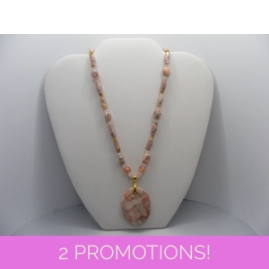 Red Vien Marble and Rose Quartz necklace