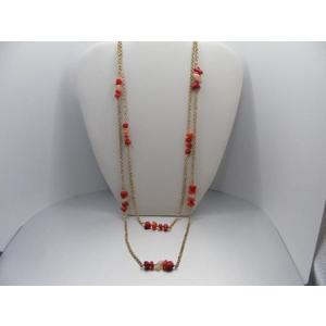 Coral and Calcite necklace and earring set