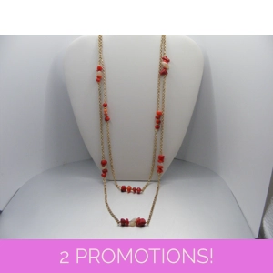 Coral and Calcite necklace and earring set