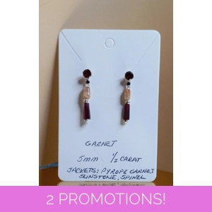 Pyrope Garnet, Sunstone and Black Spinel earring jackets