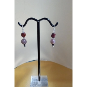 Garnet, Flower Agate and Black Spinel earring jackets
