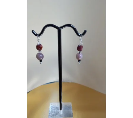 Garnet, Flower Agate and Black Spinel earring jackets