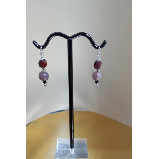 Garnet, Flower Agate and Black Spinel earring jackets