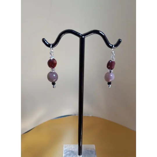 Garnet, Flower Agate and Black Spinel earring jackets