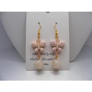 Magnesite Butterfly and Rose Quartz earrings