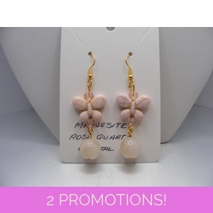 Magnesite Butterfly and Rose Quartz earrings