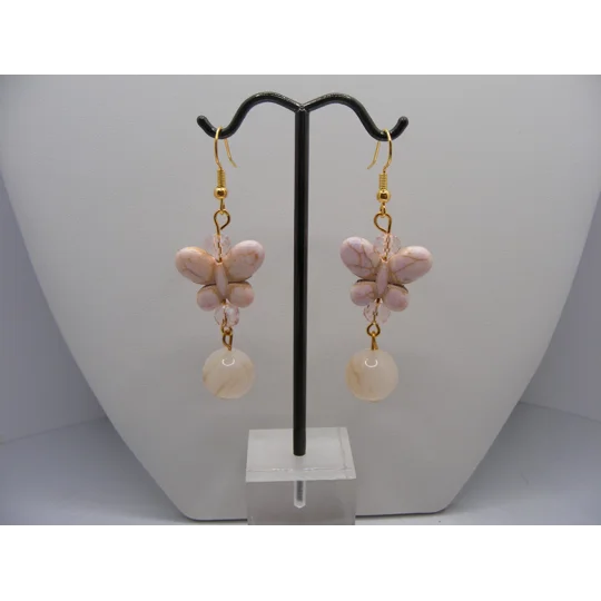 Magnesite Butterfly and Rose Quartz earrings