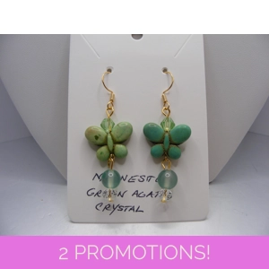 Magnesite Butterfly and Green Agate earrings