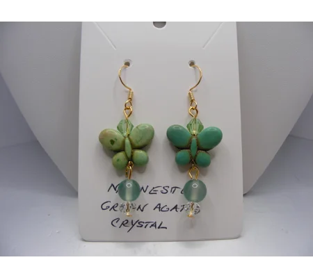 Magnesite Butterfly and Green Agate earrings