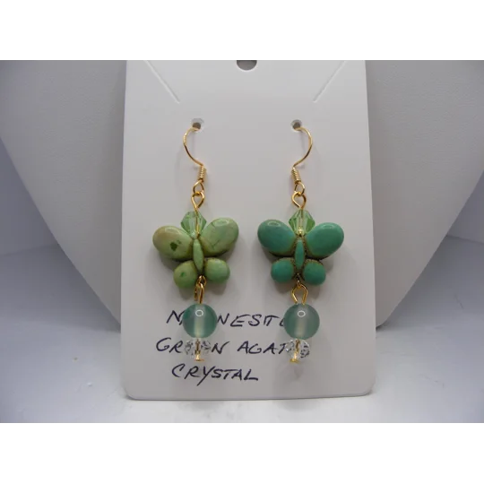 Magnesite Butterfly and Green Agate earrings