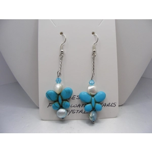 Magnesite Butterfly and Freshwater Pearl earrings