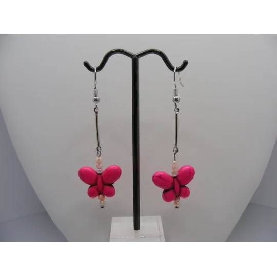 Magnesite Butterfly and Crystal earrings