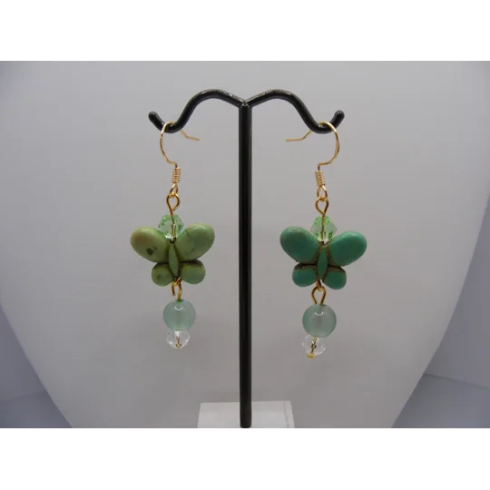 Magnesite Butterfly and Green Agate earrings