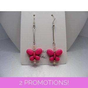 Magnesite Butterfly and Crystal earrings