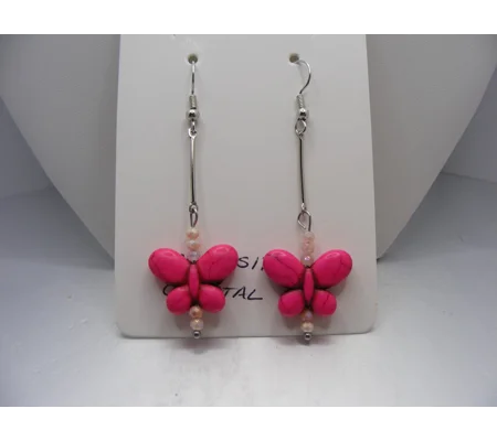Magnesite Butterfly and Crystal earrings