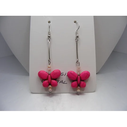 Magnesite Butterfly and Crystal earrings