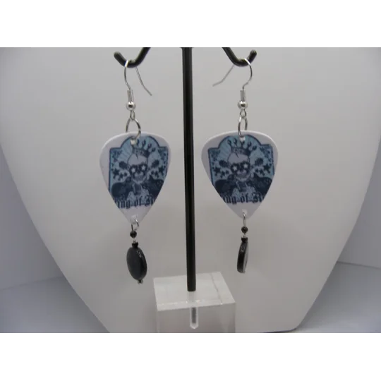 Guitar Pick Earrings with Black Spinel & Mother of Pearl