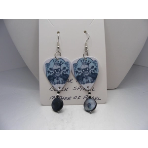 Guitar Pick Earrings with Black Spinel & Mother of Pearl