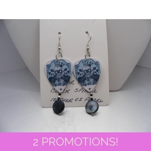 Guitar Pick Earrings with Black Spinel & Mother of Pearl