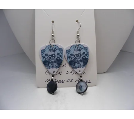 Guitar Pick Earrings with Black Spinel & Mother of Pearl