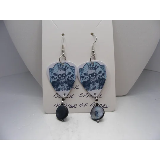 Guitar Pick Earrings with Black Spinel & Mother of Pearl