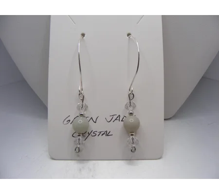 Green Jade and Crystal earrings